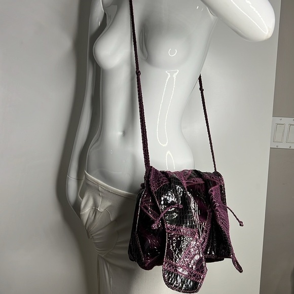 Carlos Falchi for Target Butterfly Purple Grape Python Embossed Crossbody Bag - Picture 2 of 10